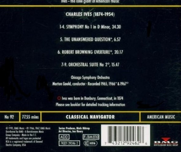 IVES - SYMPHONY NO.1  ORCHESTRAL SUITE NO.2  CHICAGO SYM. ORC. M. GOULD (CD) (1995) - 2