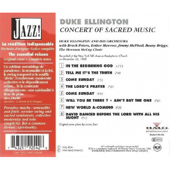DUKE ELLINGTON - CONCERT OF SACRED MUSIC (CD) (1994) - 2
