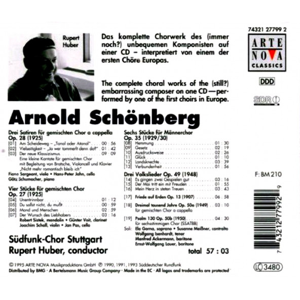 SCHONBERG ARNOLD - CHORAL WORKS SUDFUNK-CHOR STUTTGART (CD) (1995) - 2