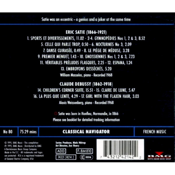 SATIE & DEBUSSY - PIANO MUSIC MASSELOS WEISSENBERG (CD) (1995) - 2