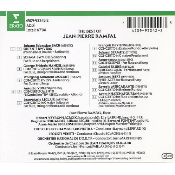 JEAN PIERRE RAMPAL - THE BEST OF JEAN PIERRE RAMPAL (CD)(1983) - 2