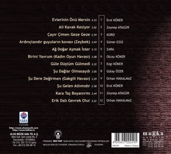 TÜRKÜLERLE TÜRKİYE (TÜRKİYE WITH FOLK SONGS) - 32 ISPARTA (CD) - 2