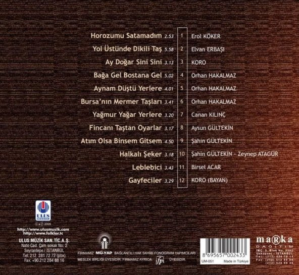 TÜRKÜLERLE TÜRKİYE (TÜRKİYE WITH FOLK SONGS) - 26 ESKİŞEHİR (CD) - 2
