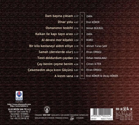 TÜRKÜLERLE TÜRKİYE (TÜRKİYE WITH FOLK SONGS) - 07 ANTALYA (CD) - 2