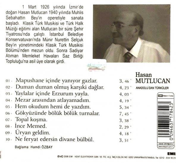 HASAN MUTLUCAN - ANADOLUDAN TÜRKÜLER (CD) (2006) - 2