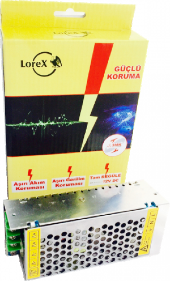 LOREX LR-GUCSW10 12V 10A Metal Kasa Kamera LED Adaptörü