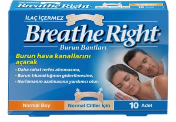 Breathe Right Burun Bantları Normal Boy Normal Ciltler İçin 10 Adet