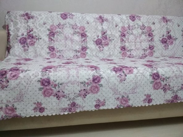 Silikon Tabanlı Desenli Kanepe Koltuk Çekyat Örtüsü Tay Tüyü lila - 2