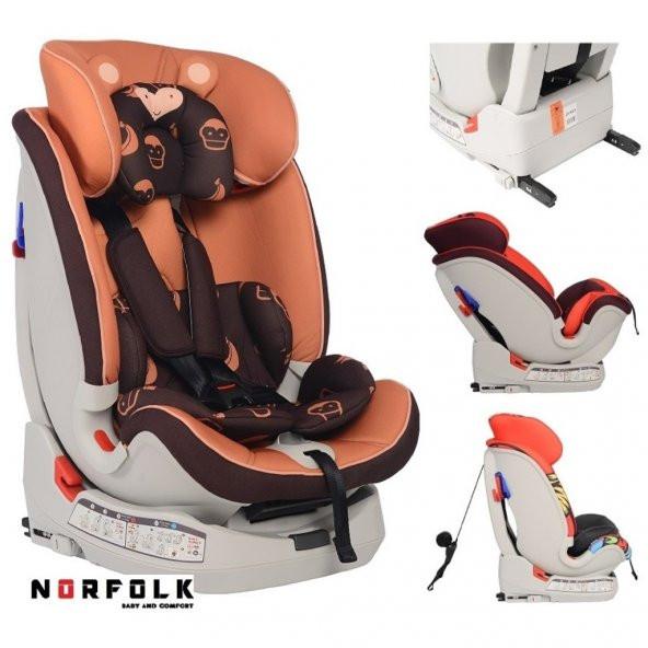 Norfolk Pro Baby Safe Isofixli 9 - 36 kg Çocuk Oto Koltuğu  Coffee - İsofix/SIPS/LATCH/ Ece R44/4