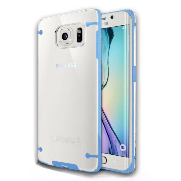 Microsonic Hybrid Transparant Samsung Galaxy S6 Edge Kılıf Mavi