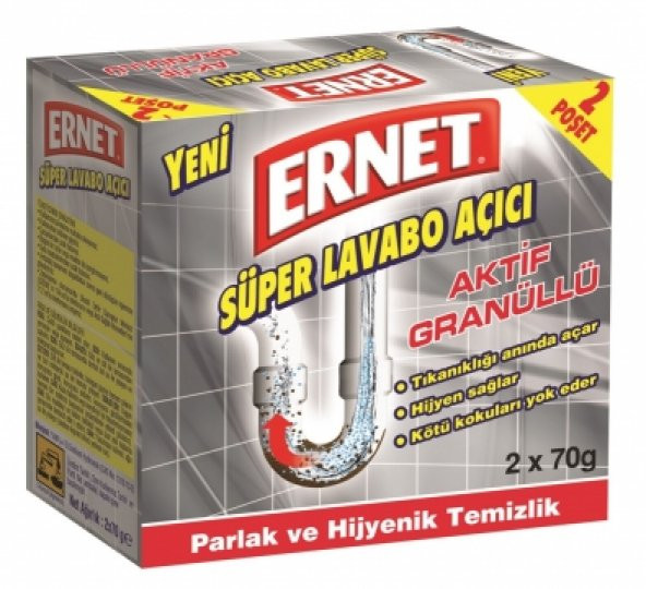 Ernet Süper Lavabo Açıcı Aktif Granüllü 2 x 70 gr