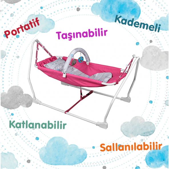 Norfolk Baby Sleep Oyuncaklı Sallanır Bebek Beşiği Hamak Beşik Sallanır Bebek Hamağı Fuşya