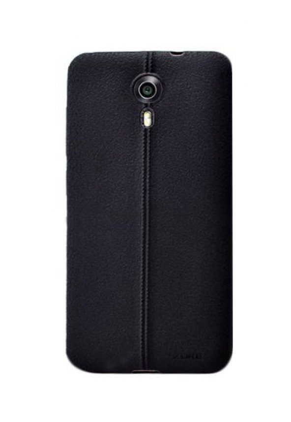 Android One 4G Deri Görünümlü Silikon Kılıf Siyah