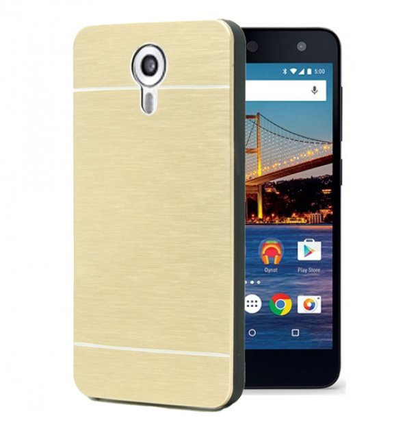 Microsonic General Mobile Android One 4G Kılıf Hybrid Metal Gold