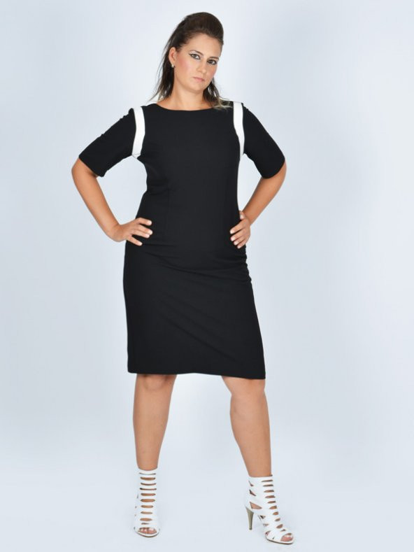 Nidya Moda Büyük Beden Ay Kombin Siyah Abiye Elbise-4031S