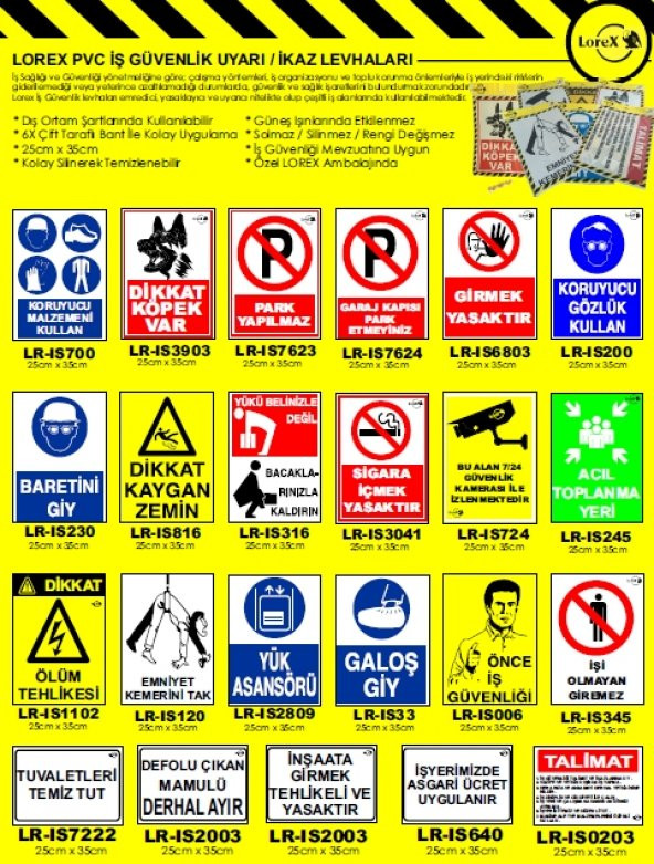 Lorex "Baretini Giy" İş Güvenlik Levhası