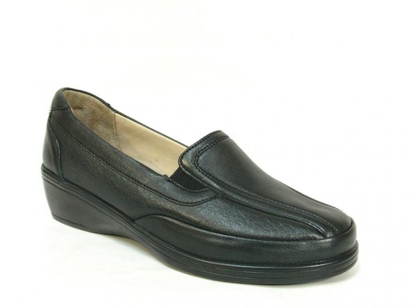 Dr.Burç 004 Siyah 100 Deri Ortopedik Comfort Bayan Ayakkabı