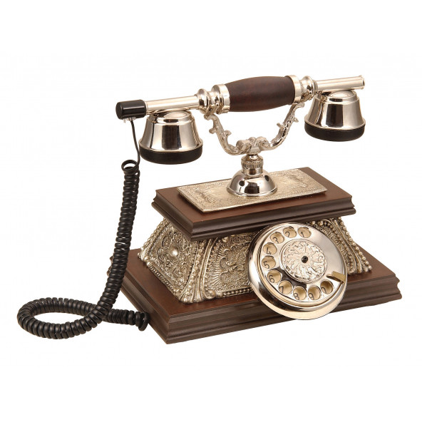 Yalı Gümüş Varaklı Klasik Ahşap Telefon