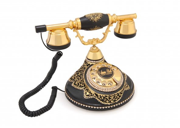 Antik Damla Siyah Varaklı Swarovski Telefon