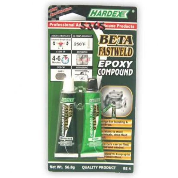Epoxy Metal Yapıştırıcı Kürlü 4-6Dk Beta 2X28 4Gr Hardex