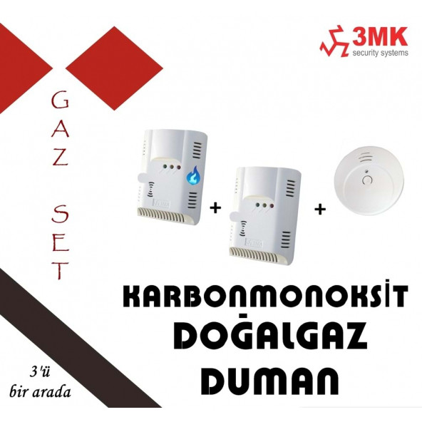 3MK Gaz Set 1 (Karbonmonoksit + Doğalgaz + Pilli Duman Dedektörü)