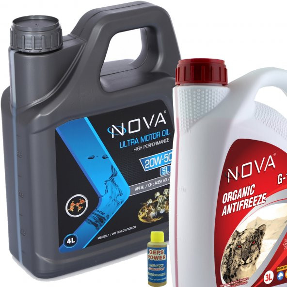 Nova 20W-50 4 Litre Motor Yağı Benzin, Lpg, Dizel + 3L K.Antifriz