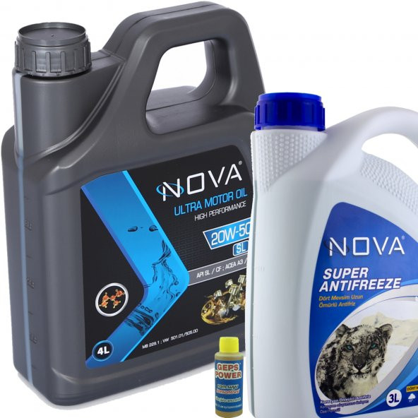 Nova 20W-50 4 Litre Motor Yağı Benzin, Lpg, Dizel + 3L Y.Antifriz