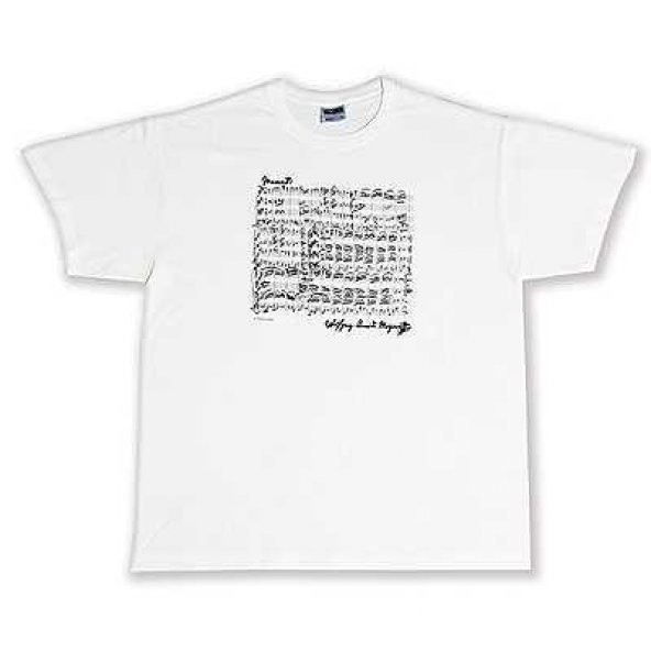 Mozart Notalı ve İmzalı Tişört - Beyaz S