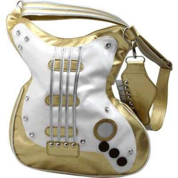 Gitar Şeklinde Çapraz Askılı Gold Çanta