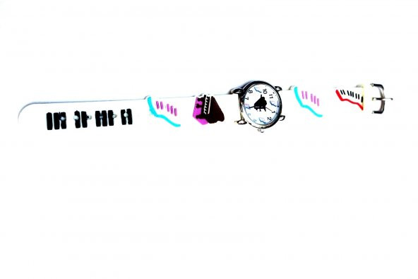 Piyano Temalı PVC Çocuk Kol Saati - Beyaz
