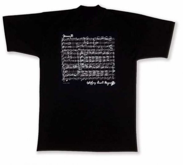 Mozart Notalı ve İmzalı Tişört - Siyah S