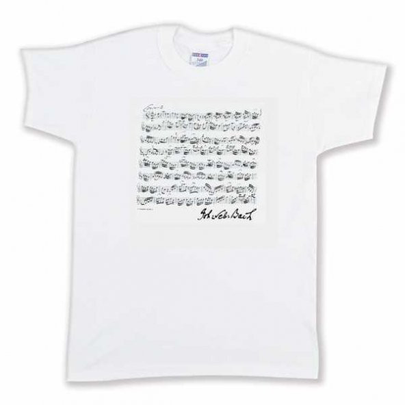 Bach Notalı ve İmzalı Tişört - Beyaz M