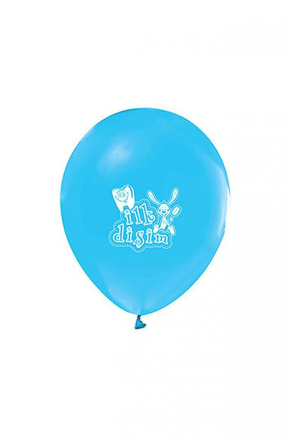 İlk Diş Baskılı Metalik Mavi Balon 10lu
