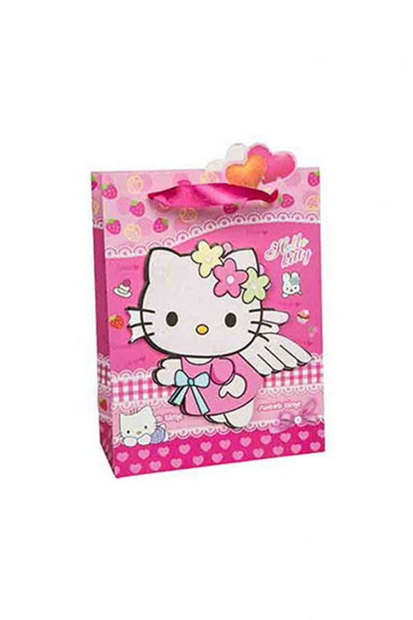 Hello Kitty 3D Simli Karton Çanta 17x25cm 12li