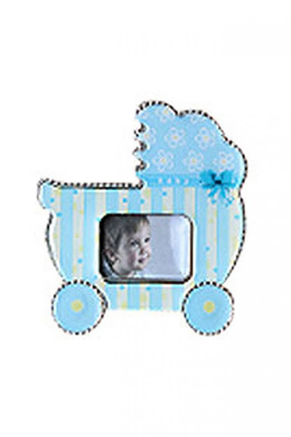 Mavi Bebek Arabası Hediyelik Magnetli Çerçeve 1 Adet