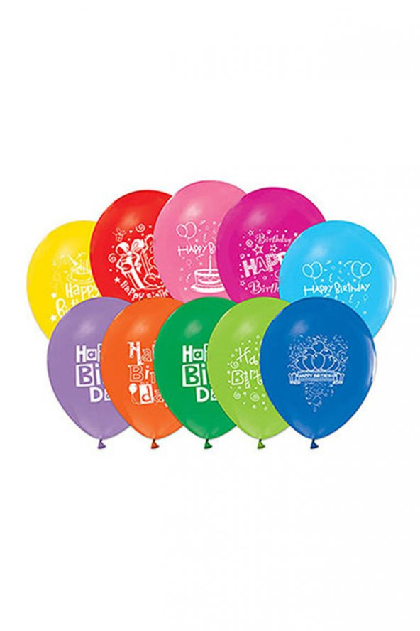 1 Yaş Baskılı Renkli Balon 10lu