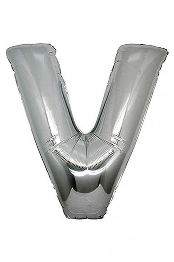 V Harf Gümüş Folyo Balon 90cm (40 inch) 1 Adet