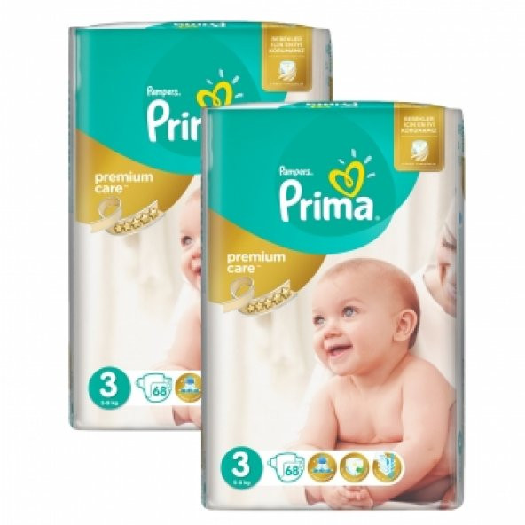 Prima Premium Care No:3 Bebek Bezi 2 ’li Jumbo Paket 136 Adet