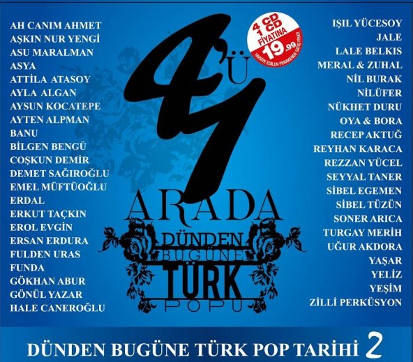 DÜNDEN BUGÜNE TÜRK POPU 2 - 4 ‘Ü 1 ARADA  (4 CD)