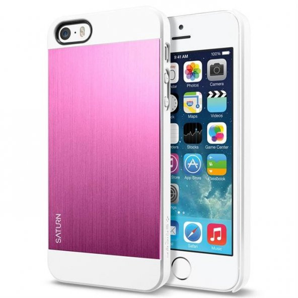 iPhone 5/5s/SE Kılıf, Spigen Saturn Taşlanmış Alüminyum Arka Panel Pink Lavender