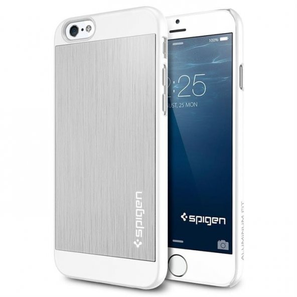 iPhone 6/6s Kılıf, Spigen Alüminyum Arka Panel Satin Silver
