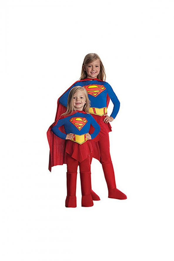 Super Girl Streç Kız Çocuk Kostümü 12-14 Yaş