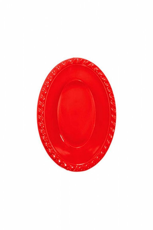 Roll-Up Plastik Oval Kase Kırmızı 12 x 17cm 8li