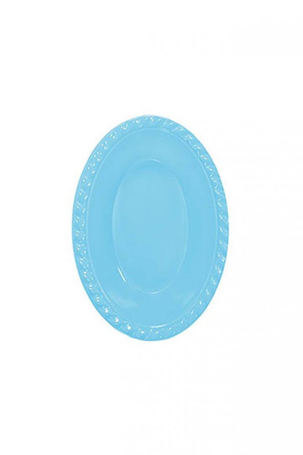 Roll-Up Plastik Oval Kase Açık Mavi 12 x 17cm 8li