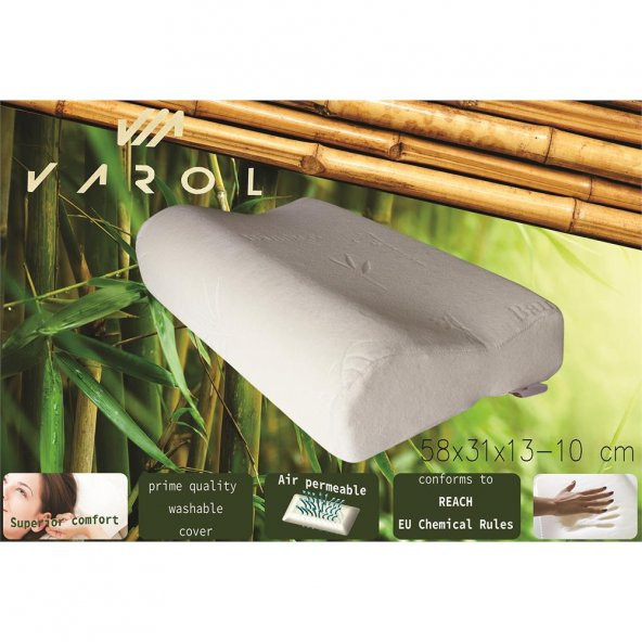 Varol Bambu Yastık Kılıflı Visco Yastık Büyük Boy 58x31cm