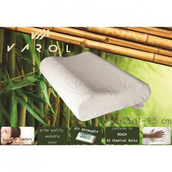 Varol Bambu Yastık Kılıflı Visco Yastık Orta Boy 55x35cm