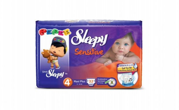 Sleepy Sensitive No:4+ Maxi Plus 32 Adet Bebek Bezi