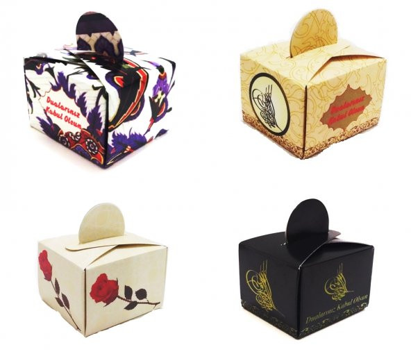 mevlüt şekeri kına kutusu hediyelik lokumluk kutu (50 adetli) 4 farklı seçenek
