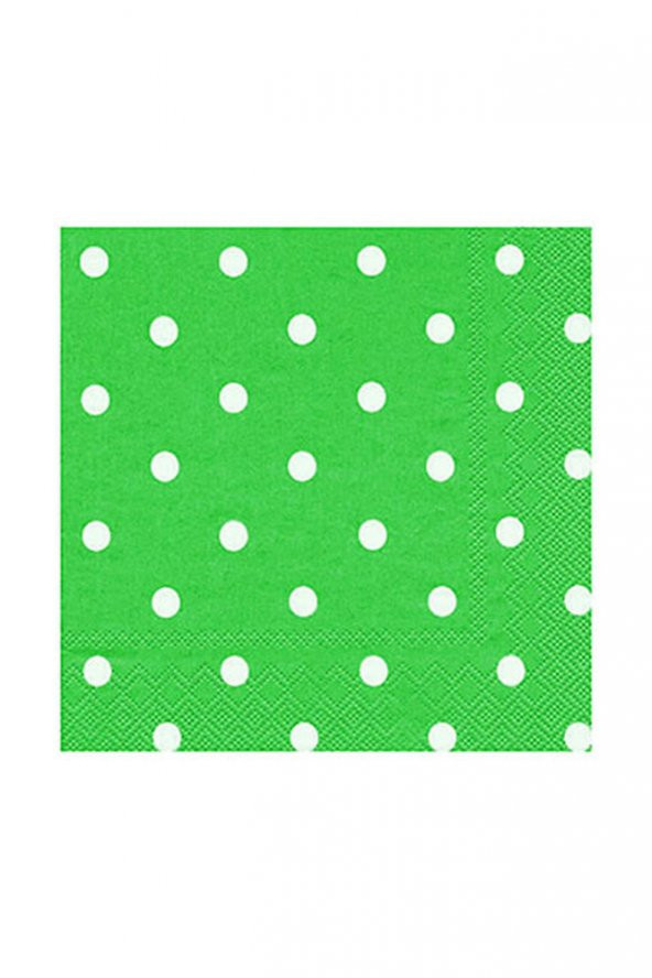 Roll-Up Kağıt Peçete Beyaz Puantiyeli Yeşil 33 x 33cm 20li