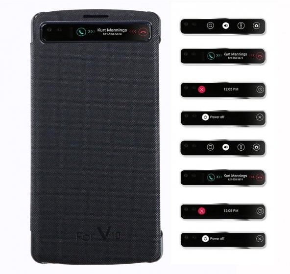 Microsonic LG V10 Kılıf View Delux Kapaklı Akıllı Siyah